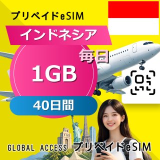 インドネシア eSIM 1GB 毎日 40日間